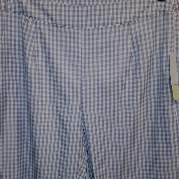CYRUS Purple and White Gingham Plaid High Rise Cropped Pants Plus Size 8 - Picture 3 of 5